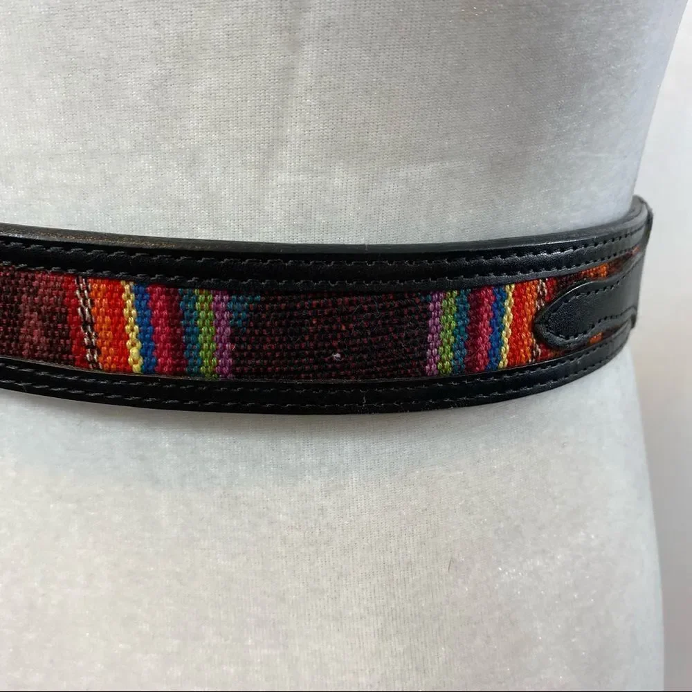 NWOT Brushy Creek Serape Black Leather Belt 28‎